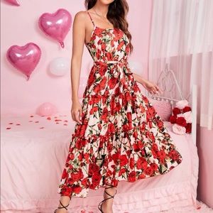 Worn once rose print pink maxi dress from Shein size L
